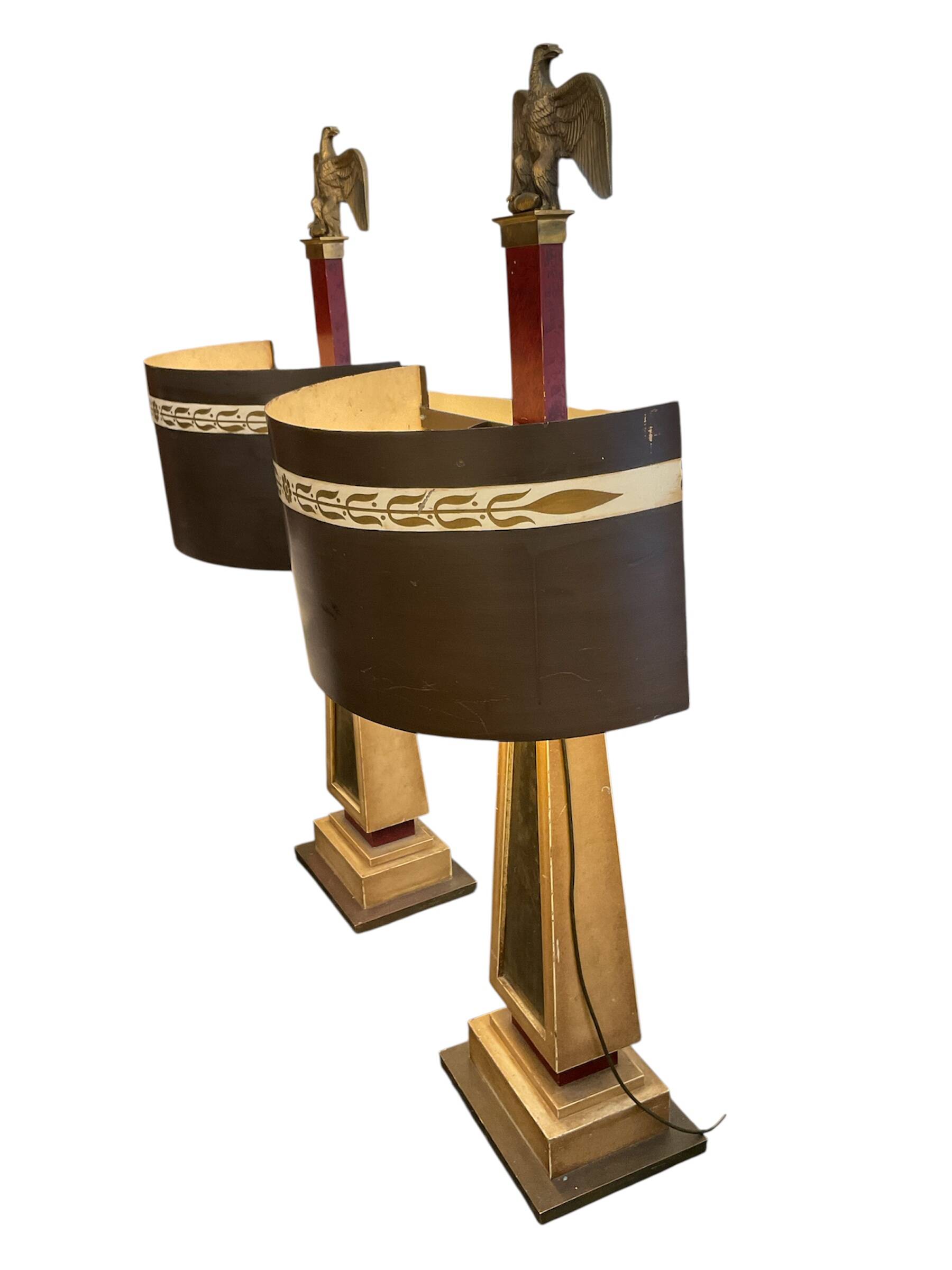 French 1805 Original First Empire pair of “ Napoleonic  Bronze floor lamps