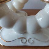 Pair of cream ceramic candlesticks with gold trim circa 1930-1950