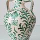 Spanish Revival Ceramic Table Lamp Pair from Granada, New Linen Lampshades