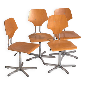 Chaises pivotantes vintage (c.1950). Ensemble de 4 pièces