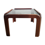 Coffee table in teak and smoked glass 1970