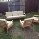 Vintage Scandinavian bench and armchairs of 4 pieces, 1 bench and 3 armchairs.