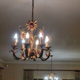 Set of painted metal chandeliers with flower decor