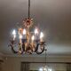Set of painted metal chandeliers with flower decor
