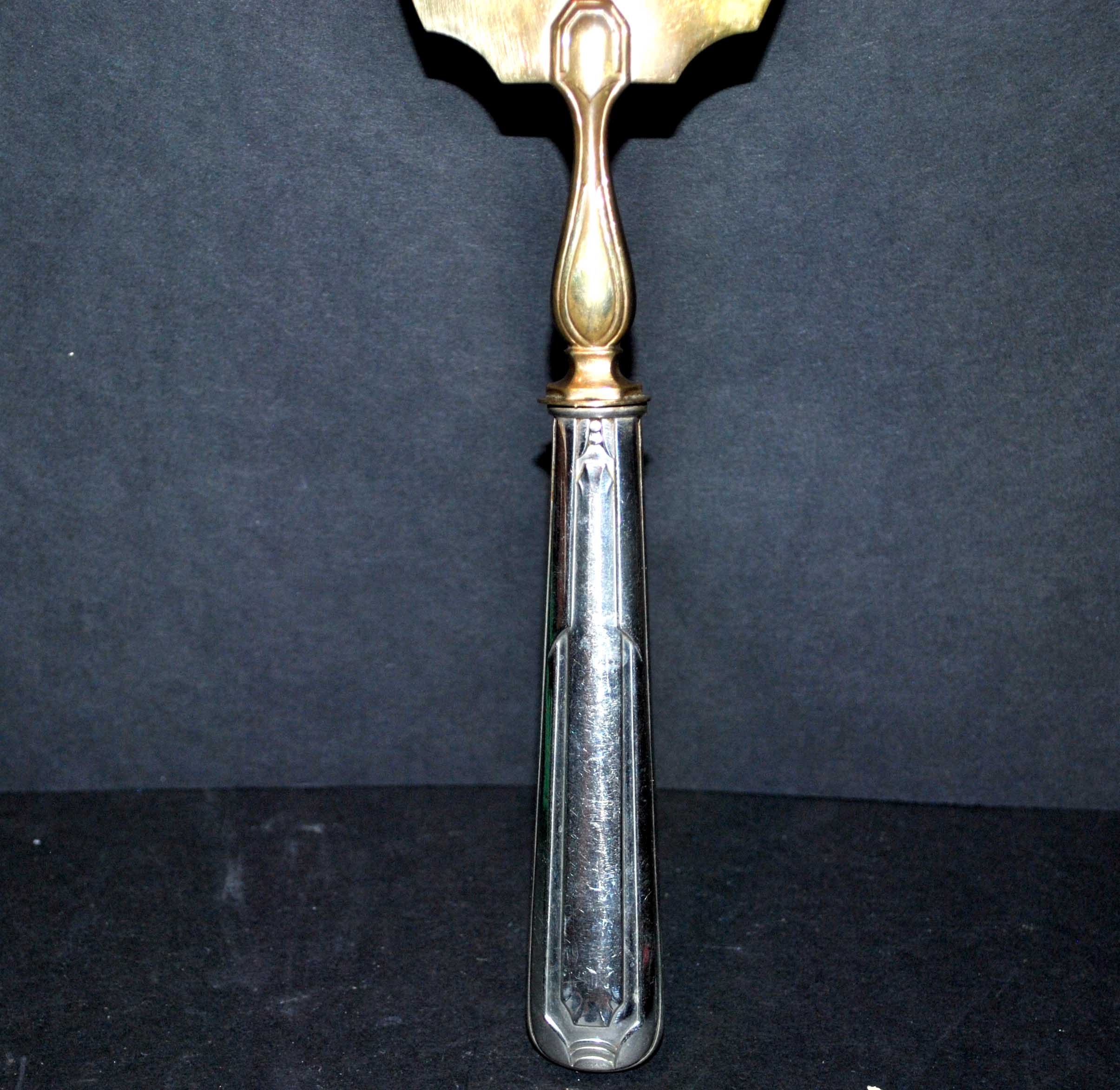 ART DECO pie shovel in silver and gold metal - Cake cover 1930