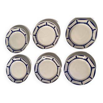 6 assiettes plates vintage Badonviller modèle Lucie