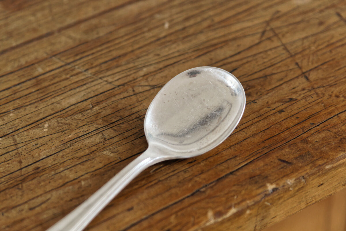 12 silver metal ice spoons, Ercuis