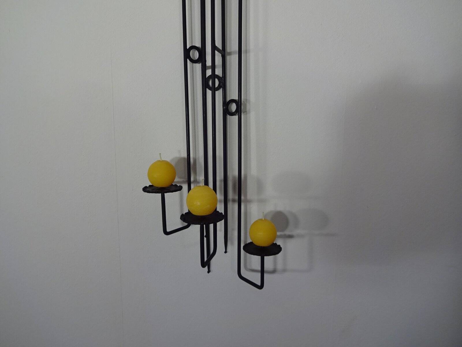 Brutalist German Iron Wall Candleholder, 1960s