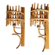 2 appliques en bambou et rotin, années 50-60