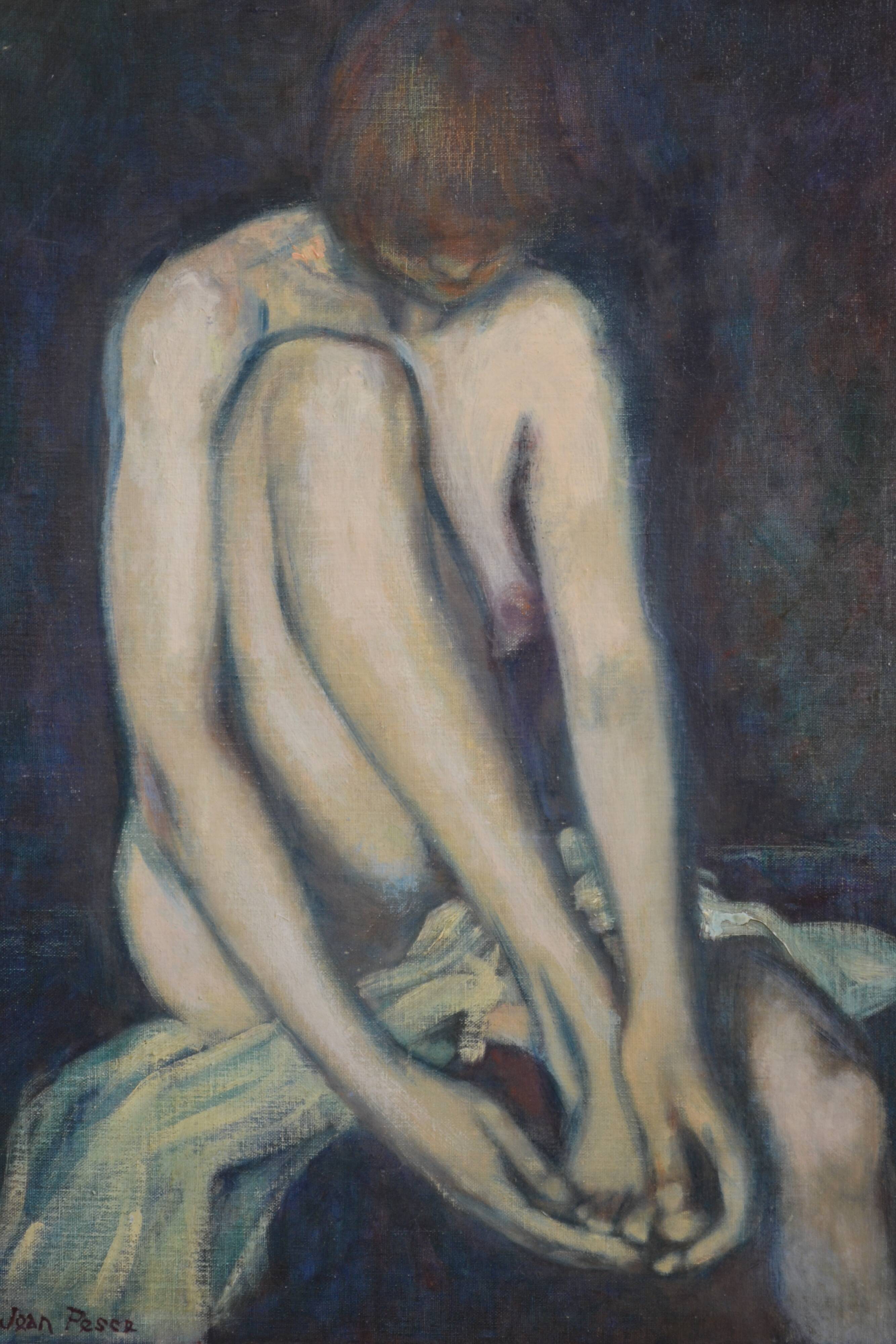 Jean Pesce (1926) painting "nude with bent leg" HSP