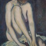 Jean Pesce ( 1926 ) peinture " nu à la jambe repliée " HSP