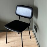 Metal chair and black faux leather, 1950s.