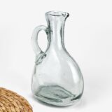 Cruche à eau ancienne en verre soufflé épais
