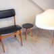 Scandinavian chair in beech and imitation leather black / vintage 60s-70s