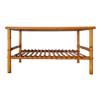 Antique coffee table in rattan and bamboo