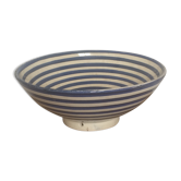 Salad bowl in blue and white striped earth