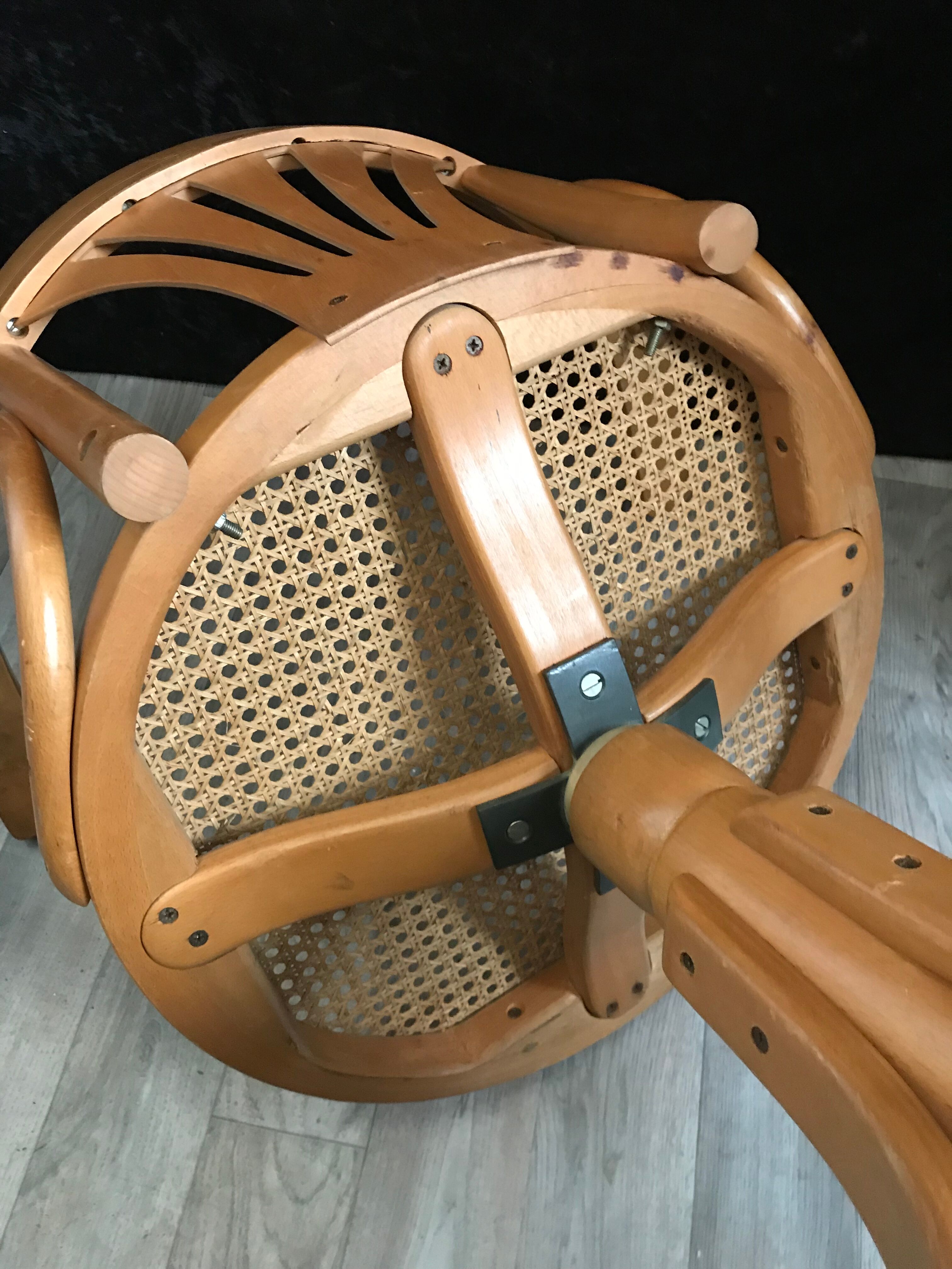 Swivel curved wooden desk armchair