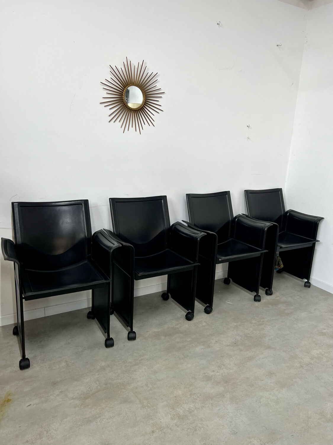 Lot 4 old armchairs "Korium" by Tito Agnoli for Matteo Grassi 1980