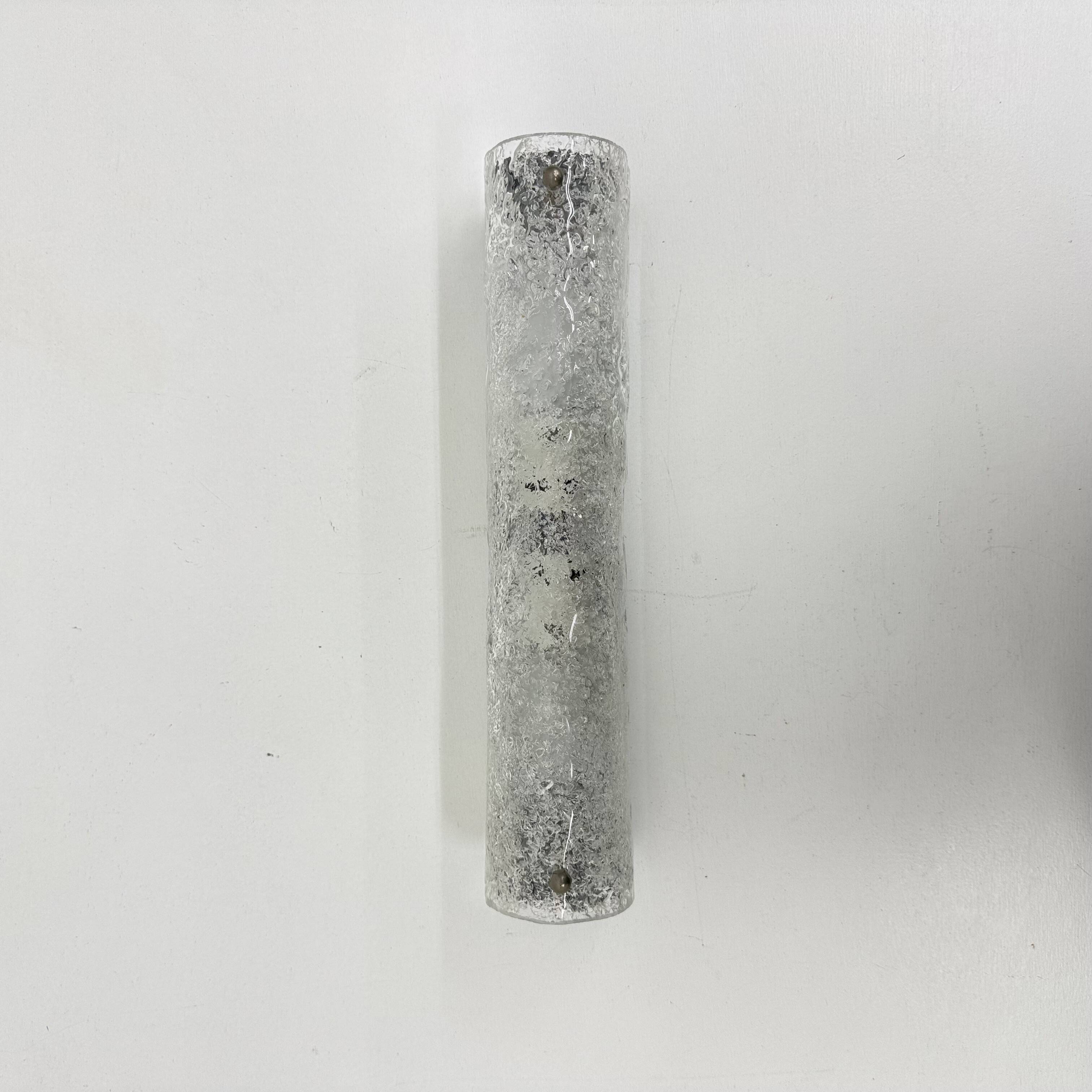 Applique murale en verre glacé vintage, années 1970