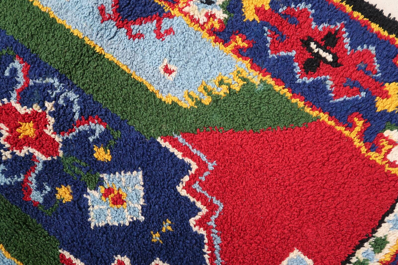 Tapis vintage français Savonnerie fait main en laine – 117 x 174 cm – 1950