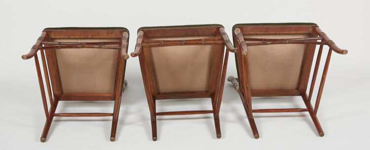 6 mahogany colonial lyre chairs and green velvet