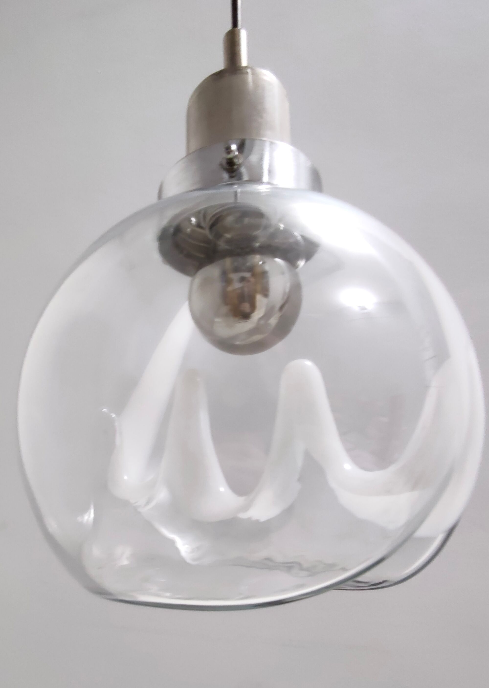 Murano glass and varnished metal 3-light pendant by Toni Zuccheri for Venini