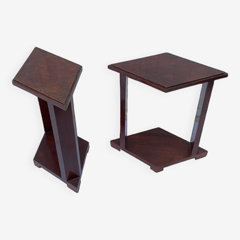 Pair of art deco harnesses, end tables, diamond side tables, 1930