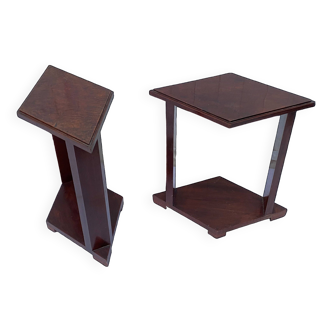 Pair of art deco harnesses, end tables, diamond side tables, 1930