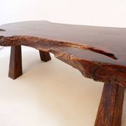 Large brutalist "live edge" mid-century coffee table