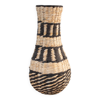 Vintage Handwoven Vase, Grass Home Decor, Straw Interior Design, Handmade