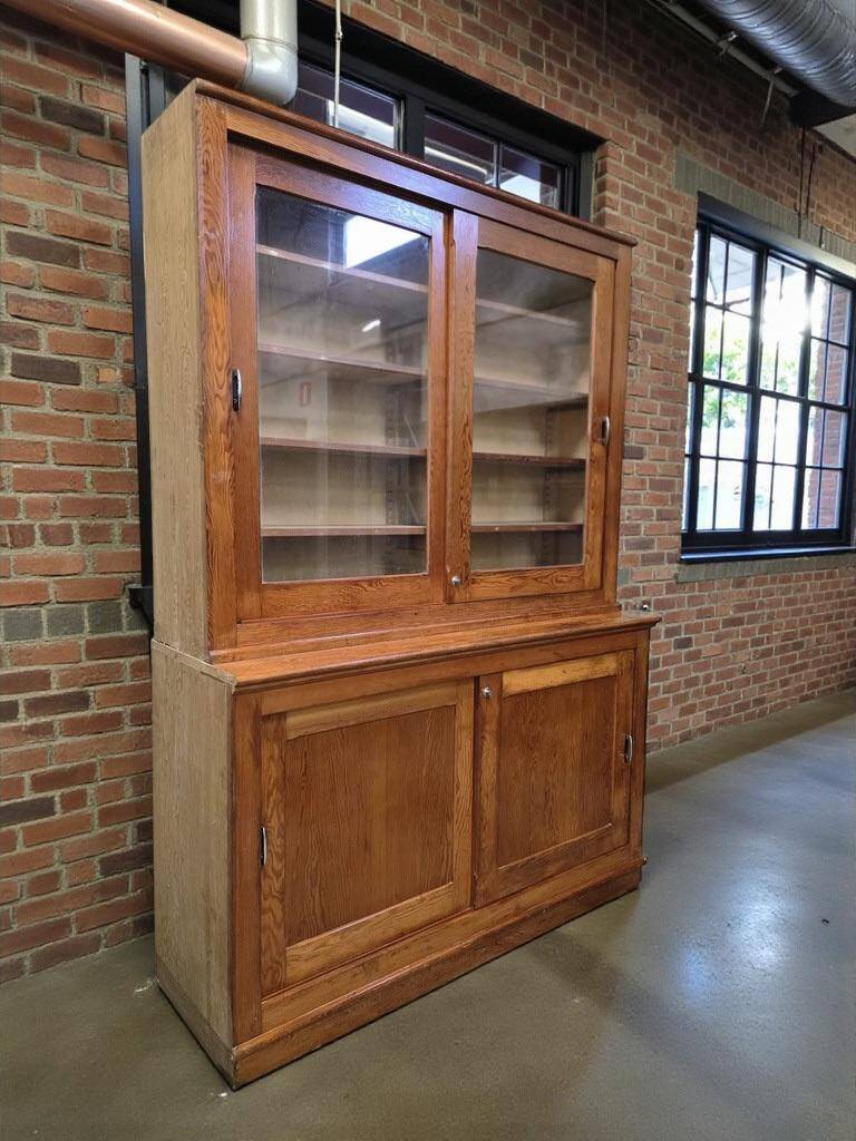 Vintage industrial wooden display cabinet / cupboard / laboratory cabinet