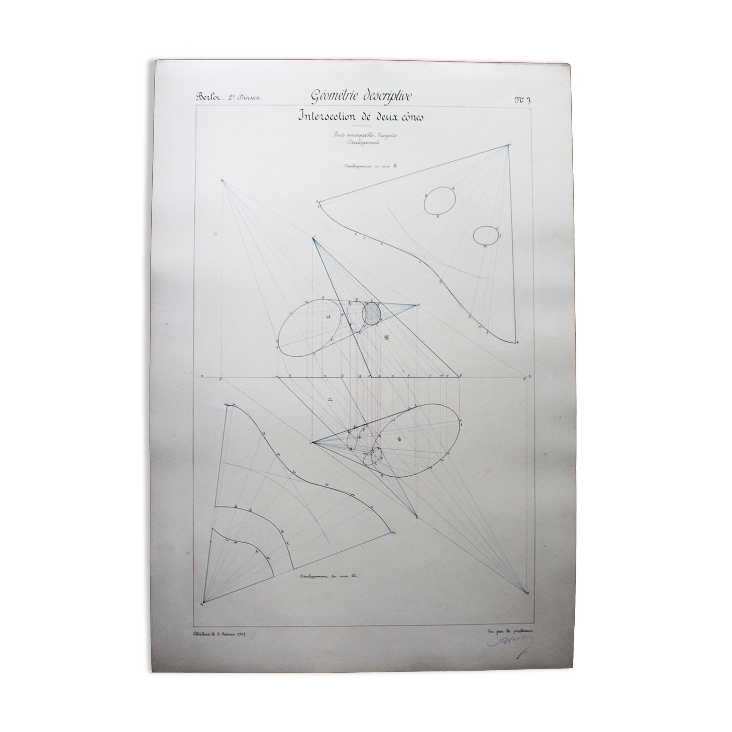 Study drawing Geometry Arts et Métiers 1907