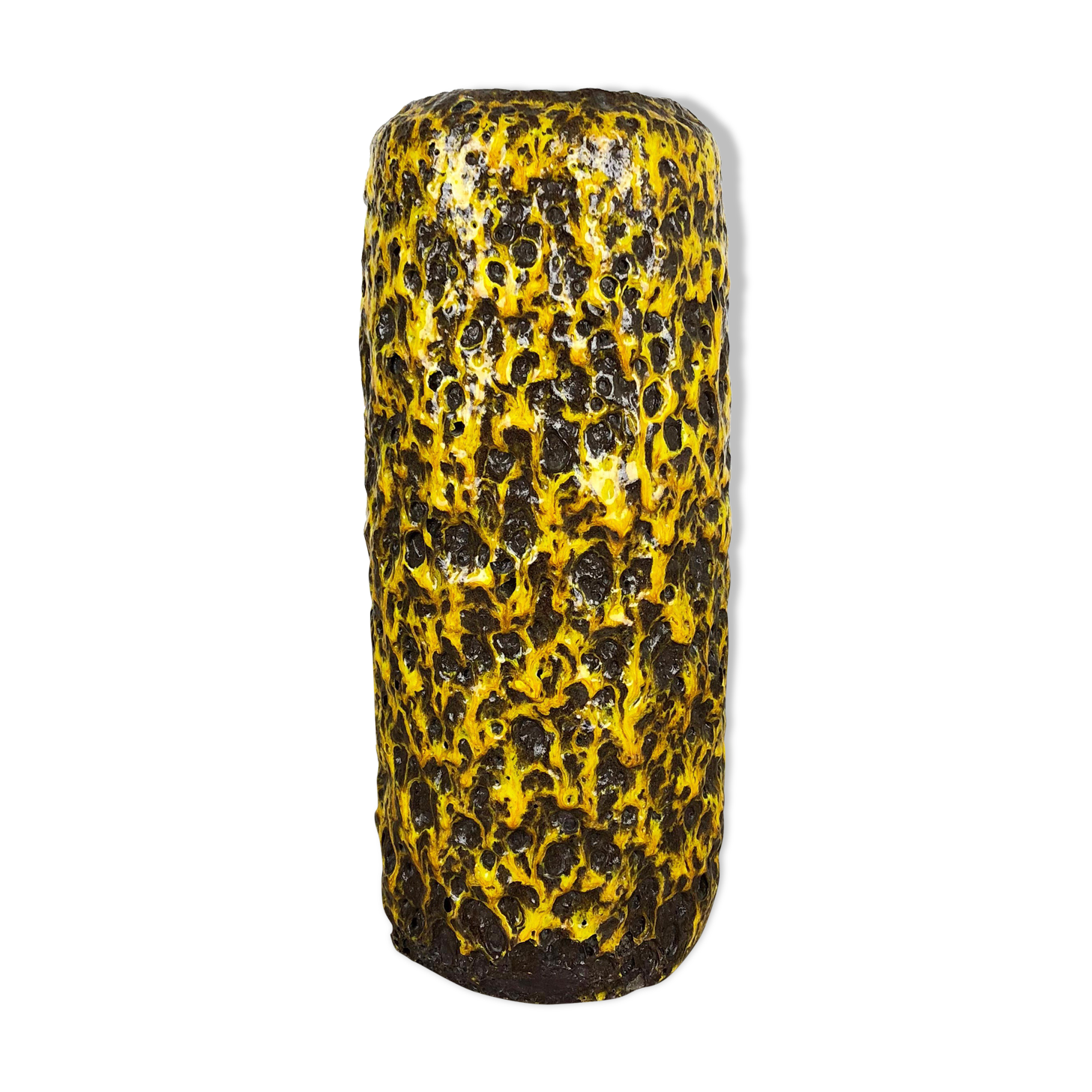 Pottery Super Yellow Color Fat Lava Multi-Color Vase Scheurich WGP, 1970s