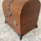 Vintage leather and silver metal jewelry box.