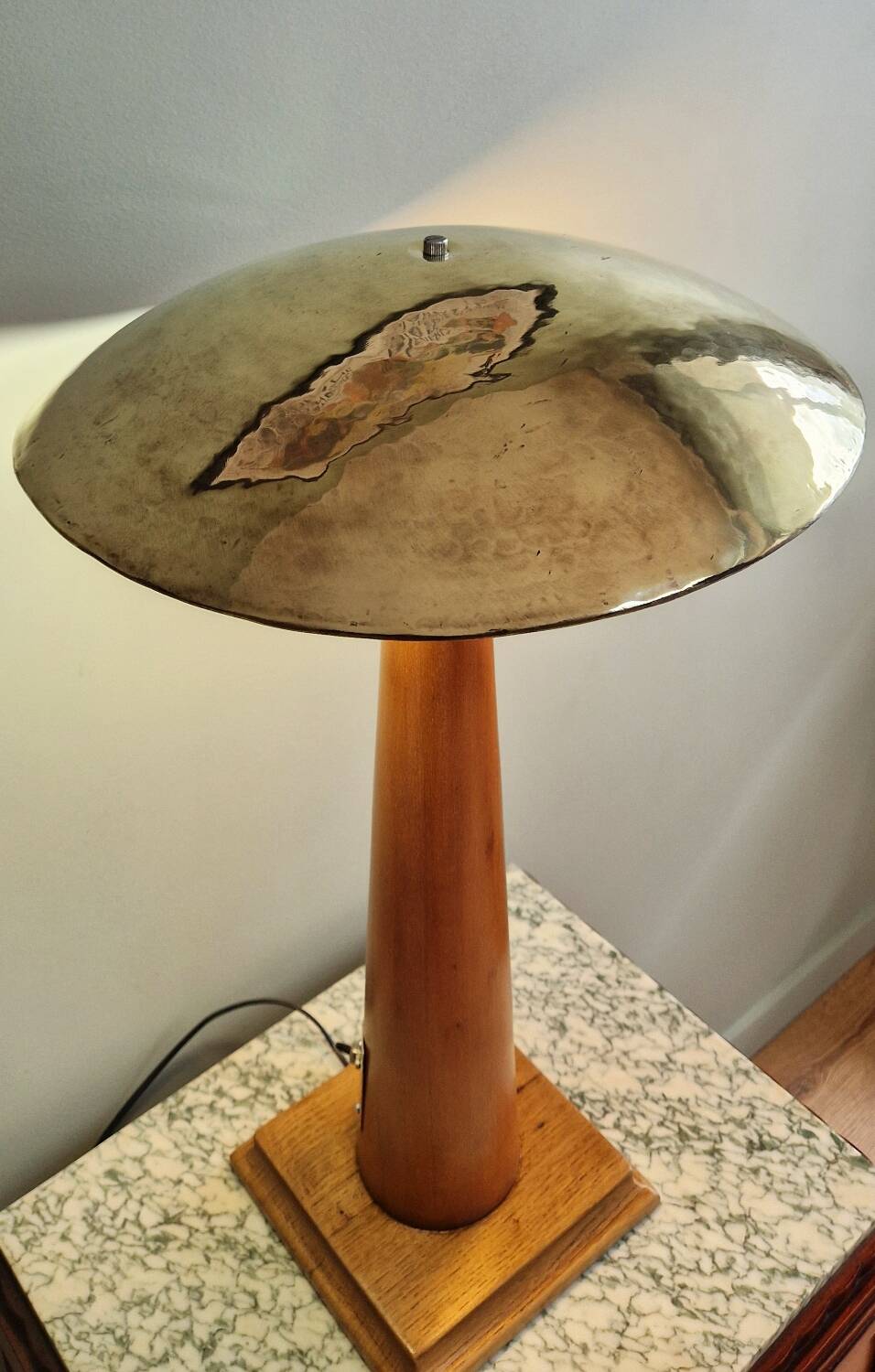 Large nautical lamp in wood and brass from the 80s