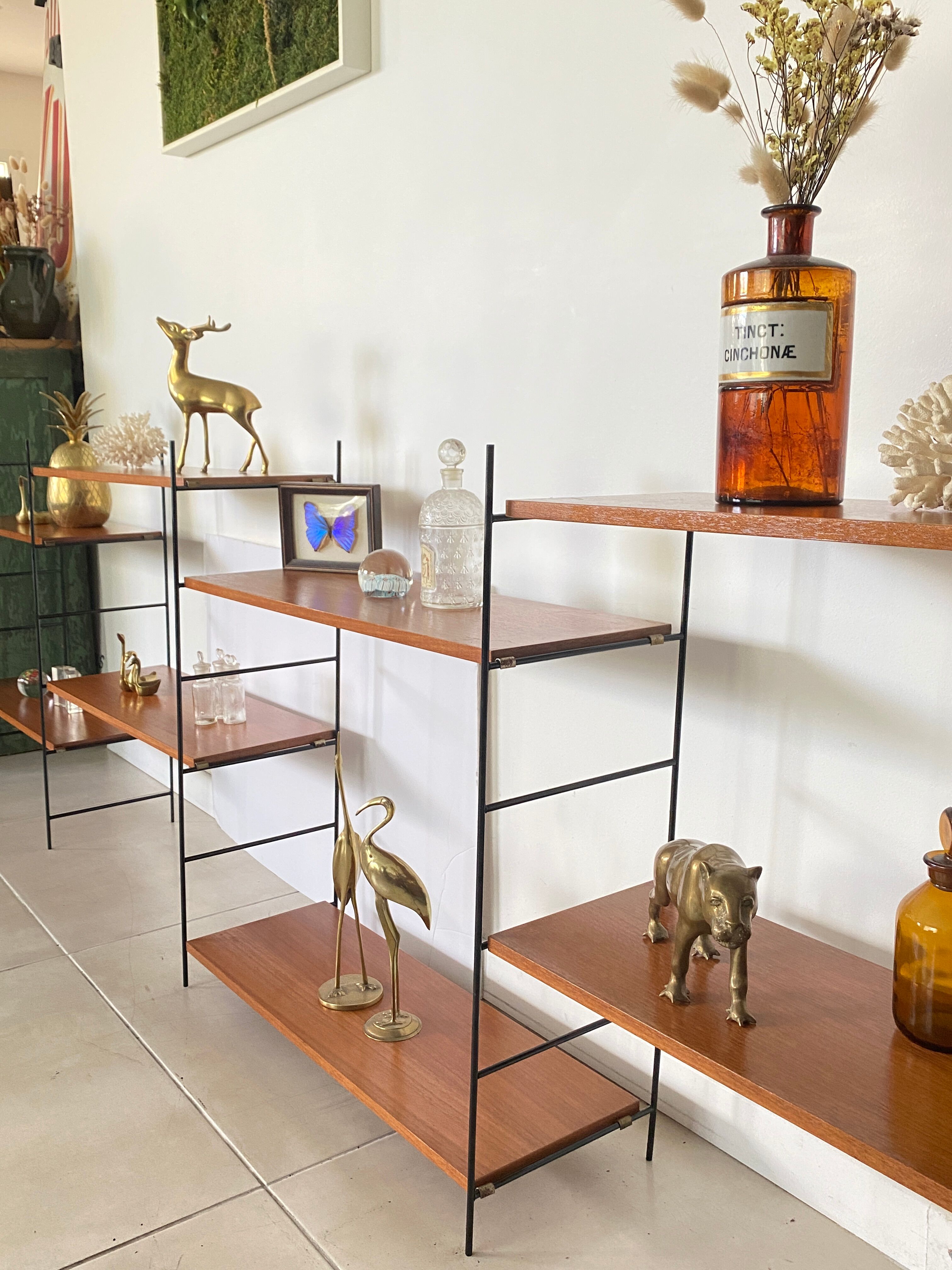 Vintage wooden string shelves