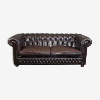 Handmade English cowhide leather Chesterfield sofa