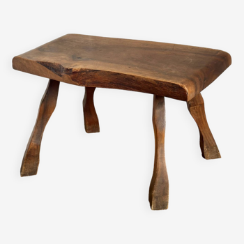 Table d'appoint brutaliste vintage en bois massif