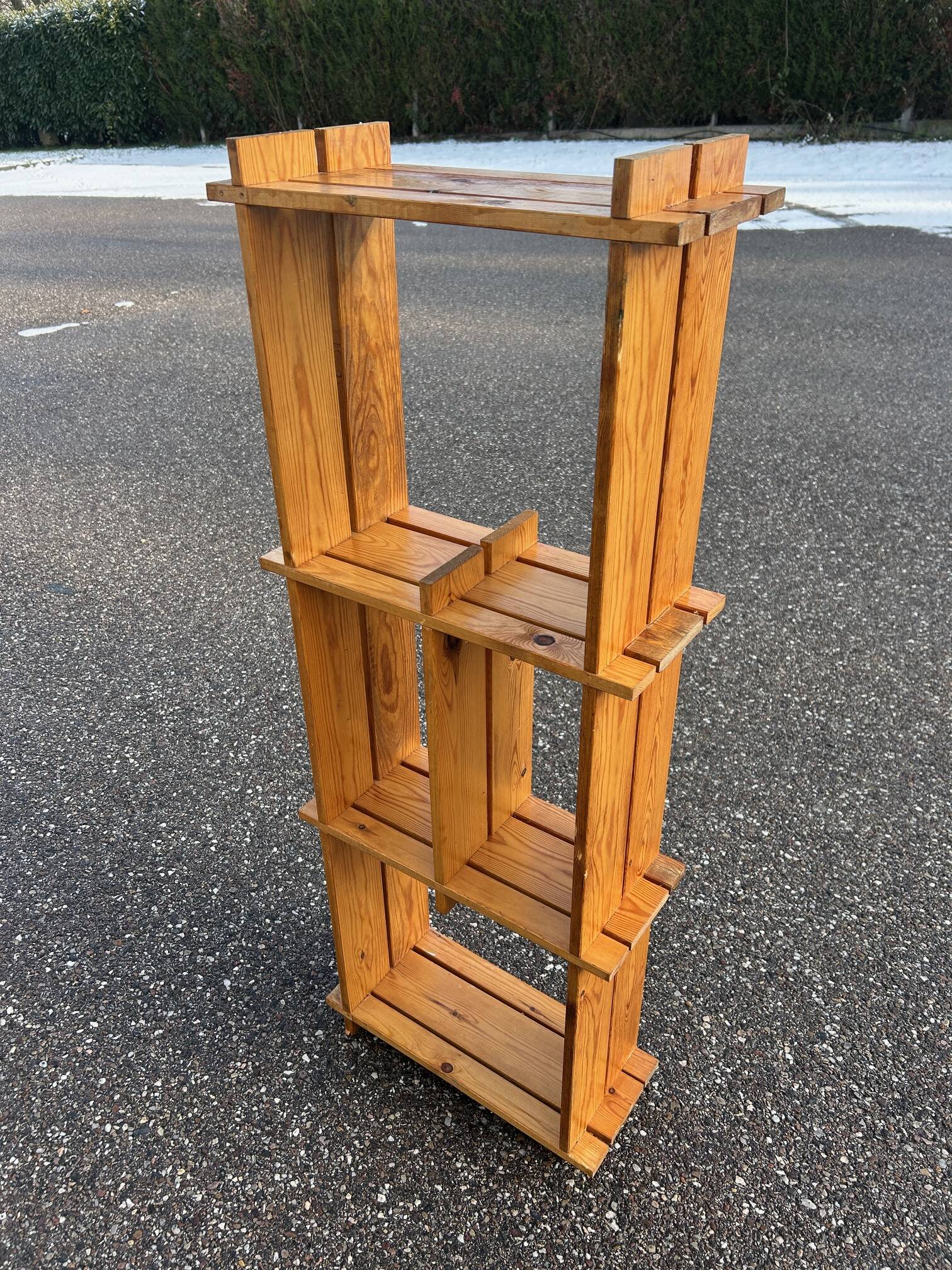 brutalist pine shelf 1970
