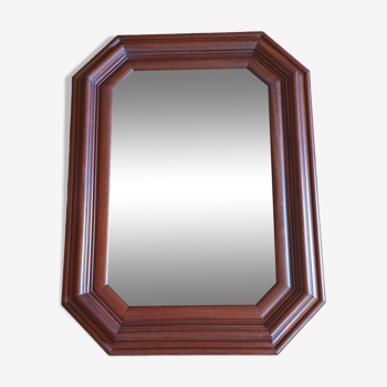 Large beveled mirror in cherry wood frame