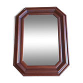 Large beveled mirror in cherry wood frame