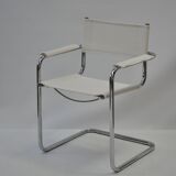 Set of 4 Chrome Sled-Base Chairs, Reupholstered in Italian Chioccarello Lin