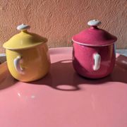6 petits pots de crème en porcelaine de limoges avec plateau