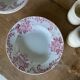 Set of 4 old plates hollow in pink iron earth, Snowball Saint-Amand