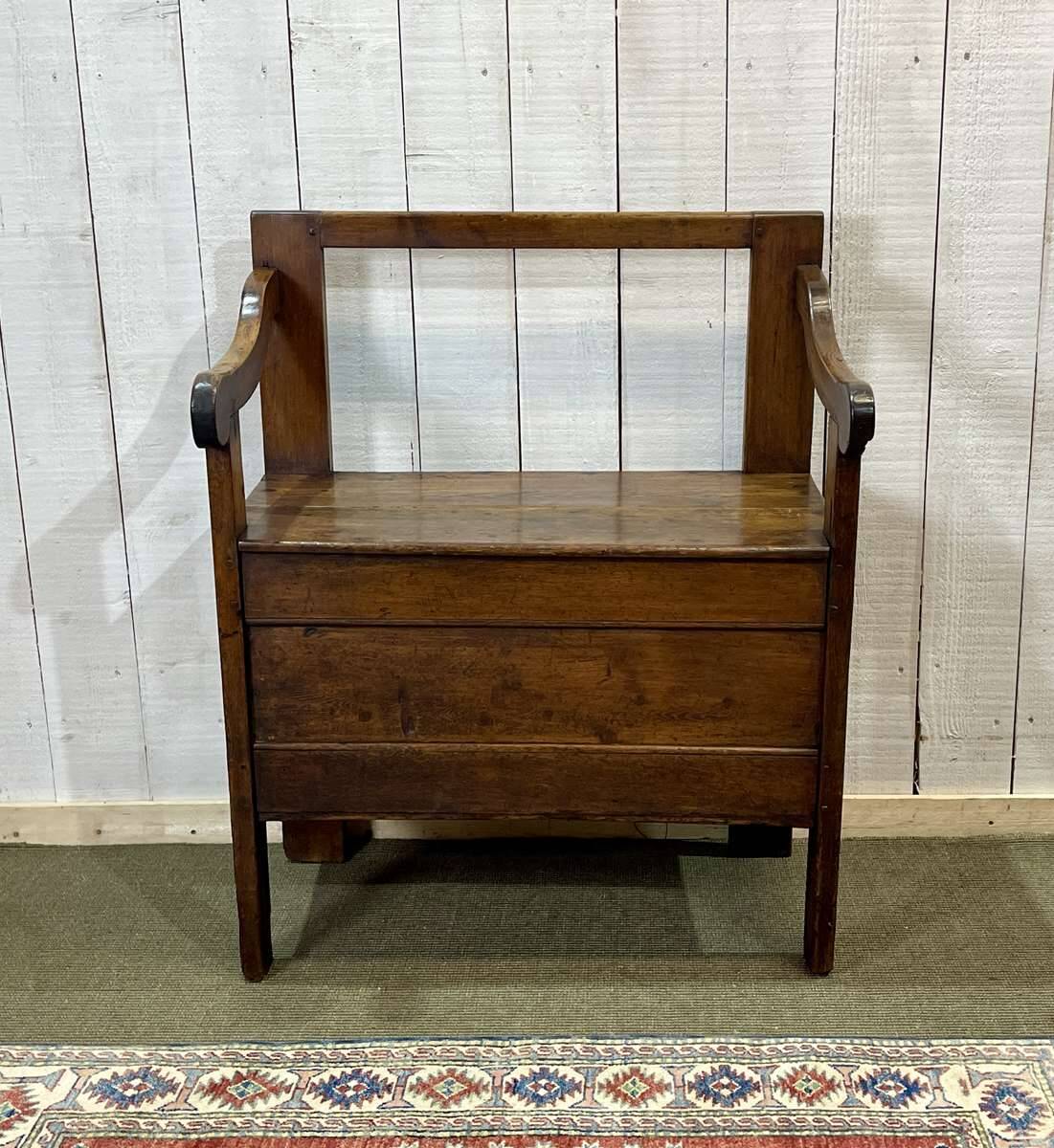 19th century fir fireplace bench