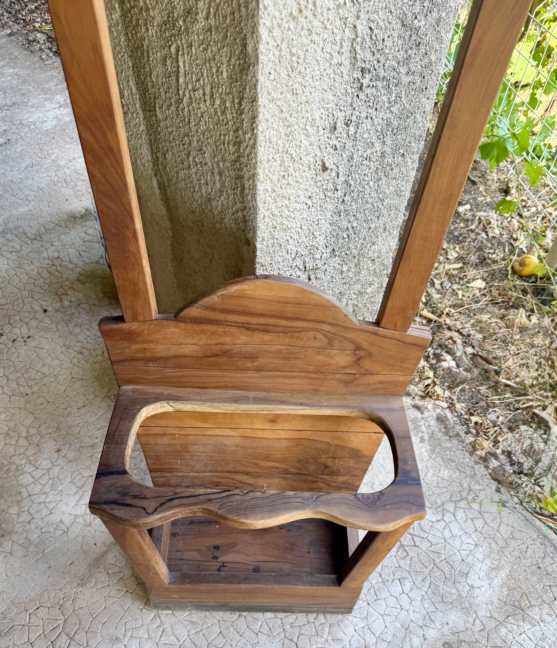 Coat rack / coat stand and umbrella stand in olive wood