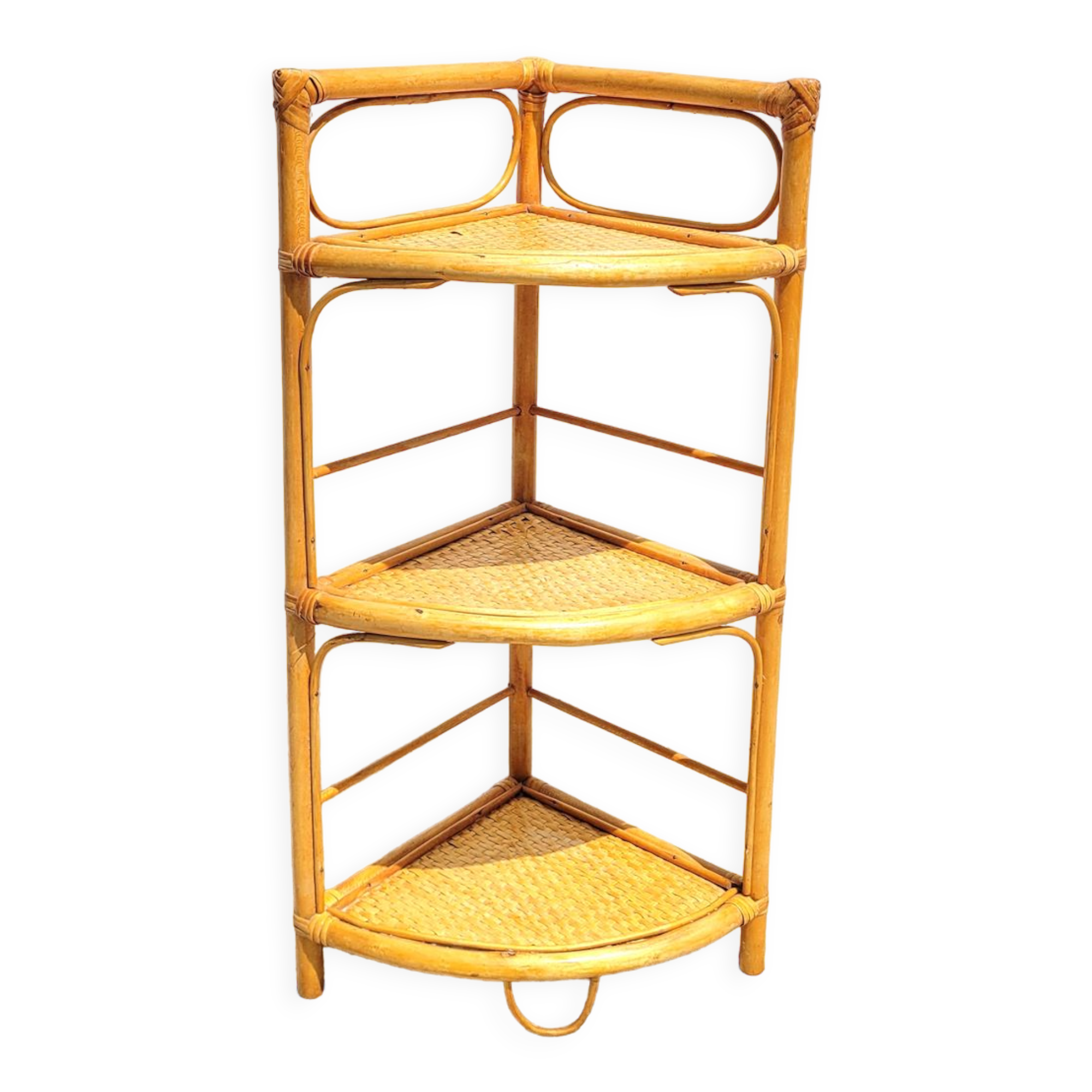Rattan corner shelf