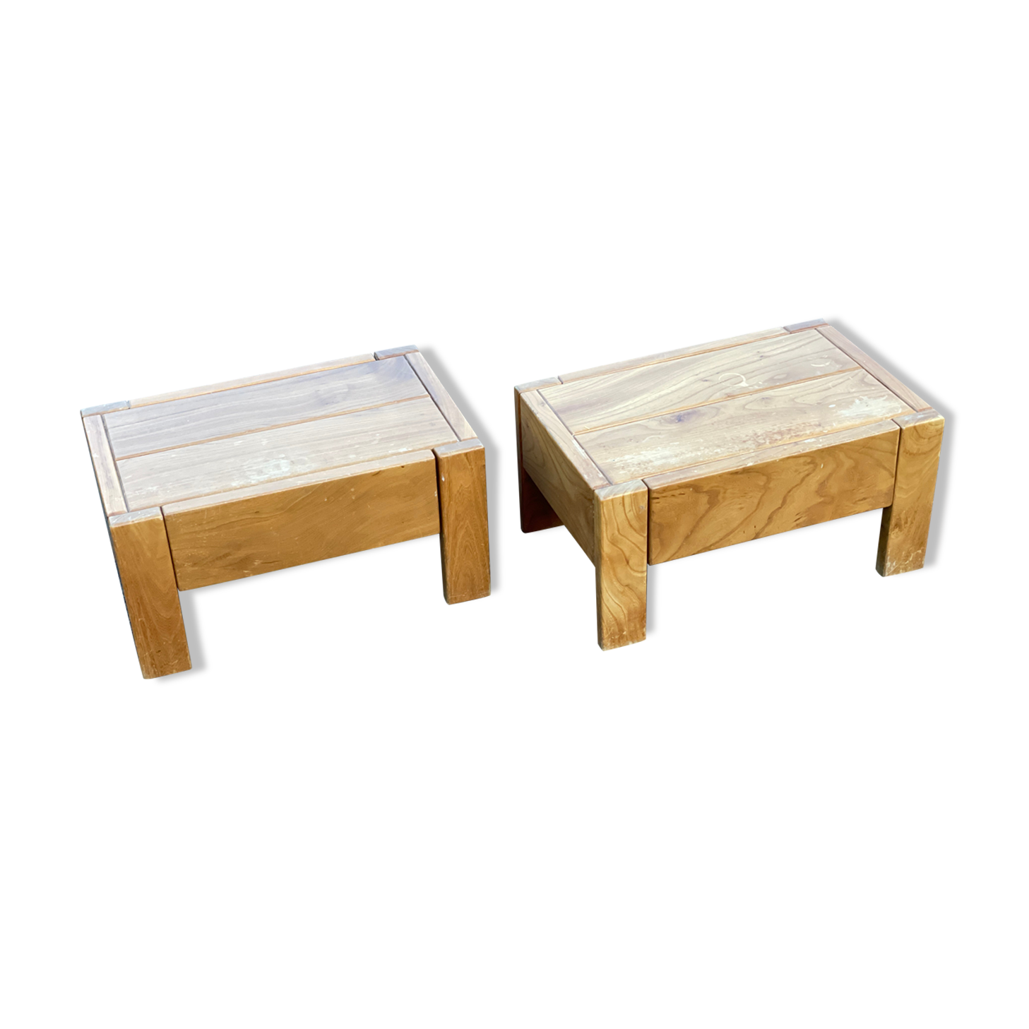 Pair of bedside tables vintage solid elm home revived bedside table