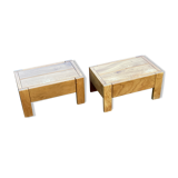 Pair of bedside tables vintage solid elm home revived bedside table