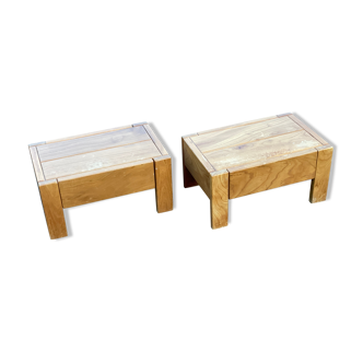 Pair of bedside tables vintage solid elm home revived bedside table